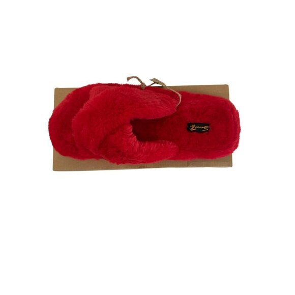 Seven7 Red Faux Fur Slippers Non-Skid Memory‎ Foam - Picture 8 of 8
